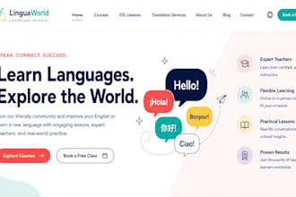 build wix language school website, esl lessons website, translation services web