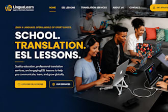 build wix language school website, translation services web, esl lessons website