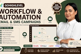 setup gohighlevel workflow, automation, email and SMS campaigns
