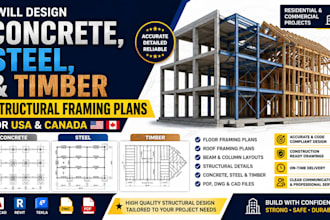 design concrete, steel, and timber structural framing plans for USA and canada