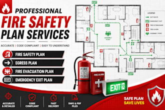 design fire safety plan egress plan fire evacuation plan and emergency exit plan