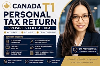 prepare and e file canada t1 personal income tax return as CPA