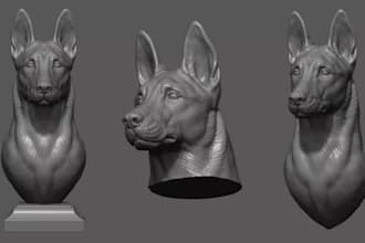 pet portrait sculpt,2d photo to 3d model,animal bust,tabletop mini,stl 3d print