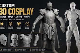 create custom 3d cosplay helmet, mask, armor and stl model for 3d printing