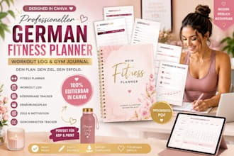 german fitness planner for coaches and etsy sellers editable in canva