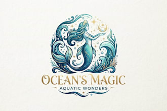 design a magical mermaid logo for your brand