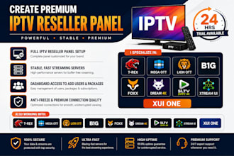 activate reseller admin panel, server configure for strong8k, megaott, sltv,trex