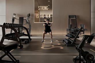 design 3d gym yoga studio, modern wellness space