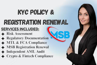 conduct your msb independent aml audit, kyc policy and registration renewal