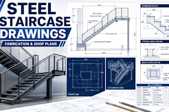 design steel staircase fabrication and structural shop for build