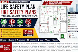 design USA life safety plan fire safety plans egress plans fire evacuation maps