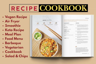 do cookbook design, recipe book design, cookbook formatting or recipe book cover