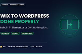 convert wix to wordpress website with elementor or divi