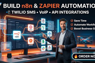 build n8n and zapier automation with twilio SMS and voip