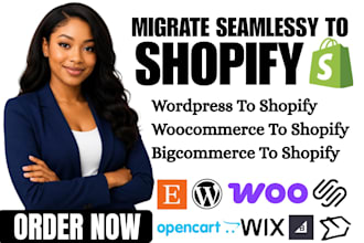 migrate wix, wordpress, etsy, woocommerce store to shopify