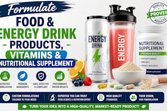 formulate a food and energy drink products, vitamins and nutritional supplement