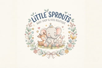 design a cute baby shop logo for your kids brand