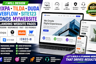 design pixpa tilda duda webflow site123 ionos mywebsite landing website pages