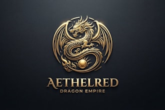 design a majestic golden dragon logo for your brand