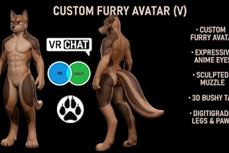 create custom vrchat furry avatar fursona vr character anime vtuber vrm model