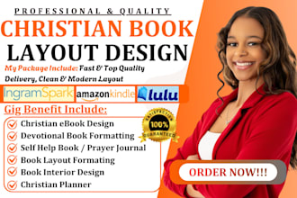 do christian book layout design with spiritual self help book for amazon KDP