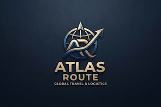 design a modern route logo for travel and logistics brand