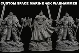 sculpt 3d warhammer 40k miniatures, space marines and stl models for 3d printing