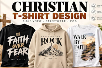 design christian streetwear t shirt, bible verse and faith based apparel
