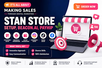 setup gumroad store, stan store setup stanstore marketing, beacons ai, payhip