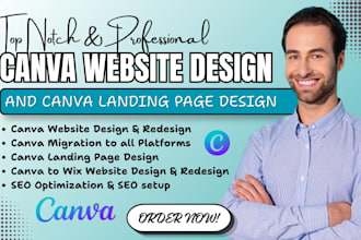 design canva websit, canva landing page, canva  redesign canva to wix website