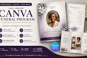 design canva funeral program memorial service booklet and celebration of life