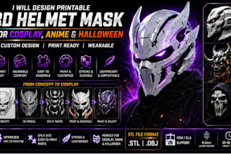 design printable 3d helmet mask for cosplay anime and halloween