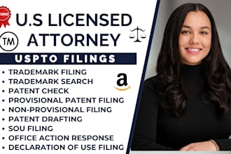 conduct a patent search, drafting and file your US patent, office action