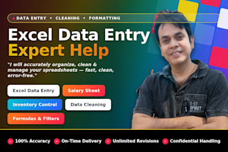 clean excel data entry, cleaning, formatting and PDF to excel conversion