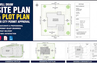 draw a professional site plan and plot plan for city permit approval