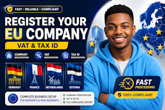 register your eu company, vat and tax id in germany, france,belgium, estonia, UK