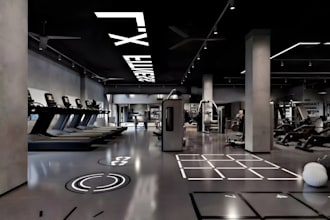 design gym center, wellness center, fitness center, gym layout, 3d yoga center