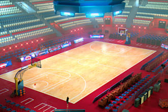 design 3d basketball, sports  arenas, stadium, sport  facility game pitch