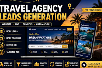 generate travel agency leads with google ads, facebook ads and booking funnels