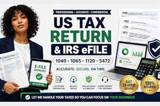 prepare and efile US tax returns for business 1040 1065 1120 5472