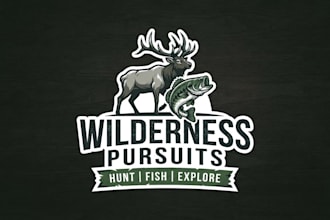 design a hunting and fishing logo for outdoor brand