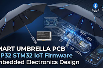 design smart umbrella pcb esp32 stm32 embedded firmware ble iot device