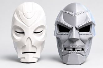 design custom 3d mask, 3d helmet, cosplay mask halloween for 3d printing