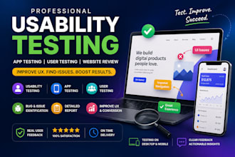 do usability testing, app testing, user testing and website review
