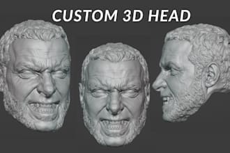 sculpt realistic 3d head 2d to 3d burst 3d face stl 3d likeness 3d pri