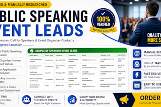 provide verified public speaking event leads and conference organizer