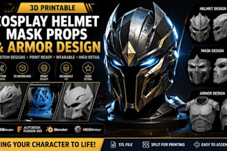 create 3d printable cosplay helmet mask props and armor design