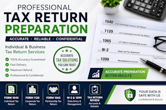 prepare accurate US tax returns for individuals 1040, 1120, 1065