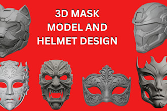 create 3d mask model, cosplay helmet, stl, obj, 3mf for 3d printing