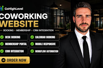 build gohighlevel coworking website ghl desk booking membership website